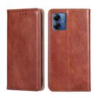 For Motorola Moto G14 4G Gloss Oil Solid Color Magnetic Leather Phone Case(Brown) - 1