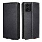 For Motorola Moto G24 4G Gloss Oil Solid Color Magnetic Leather Phone Case(Black) - 1