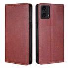 For Motorola Moto G24 4G Gloss Oil Solid Color Magnetic Leather Phone Case(Brown) - 1