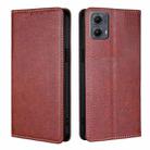 For Motorola Edge 5G 2024 Gloss Oil Solid Color Magnetic Leather Phone Case(Brown) - 1