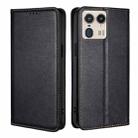For Motorola Edge 50 Ultra Gloss Oil Solid Color Magnetic Leather Phone Case(Black) - 1