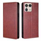 For Motorola Edge 50 Ultra Gloss Oil Solid Color Magnetic Leather Phone Case(Brown) - 1