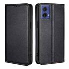 For Motorola Moto G85 5G Gloss Oil Solid Color Magnetic Leather Phone Case(Black) - 1