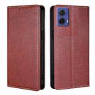 For Motorola Moto G85 5G Gloss Oil Solid Color Magnetic Leather Phone Case(Brown) - 1