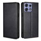 For Motorola Edge 50 Pro 5G Gloss Oil Solid Color Magnetic Leather Phone Case(Black) - 1