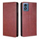 For Motorola Moto G 5G 2024 Gloss Oil Solid Color Magnetic Leather Phone Case(Brown) - 1