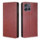 For Motorola Edge 50 Neo 5G Gloss Oil Solid Color Magnetic Leather Phone Case(Brown) - 1