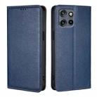 For Motorola Edge 50 Neo 5G Gloss Oil Solid Color Magnetic Leather Phone Case(Blue) - 1