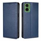 For Motorola Moto G35 5G Gloss Oil Solid Color Magnetic Leather Phone Case(Blue) - 1