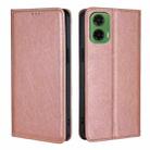 For Motorola Moto G35 5G Gloss Oil Solid Color Magnetic Leather Phone Case(Rose Gold) - 1