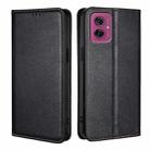 For Motorola Moto G55 5G Gloss Oil Solid Color Magnetic Leather Phone Case(Black) - 1