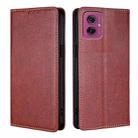 For Motorola Moto G55 5G Gloss Oil Solid Color Magnetic Leather Phone Case(Brown) - 1