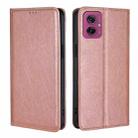 For Motorola Moto G55 5G Gloss Oil Solid Color Magnetic Leather Phone Case(Rose Gold) - 1