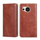 For Sharp Aquos Sense 8 SHG11/SH-54D Gloss Oil Solid Color Magnetic Leather Phone Case(Brown) - 1