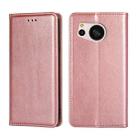 For Sharp Aquos Sense 8 SHG11/SH-54D Gloss Oil Solid Color Magnetic Leather Phone Case(Rose Gold) - 1