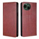 For Sharp Aquos R9 Gloss Oil Solid Color Magnetic Leather Phone Case(Brown) - 1