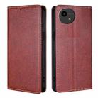 For Sharp Aquos wish4 Gloss Oil Solid Color Magnetic Leather Phone Case(Brown) - 1