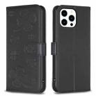 For iPhone 15 Pro Max Four-leaf Embossed Leather Phone Case(Black) - 1