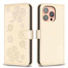 For iPhone 15 Pro Four-leaf Embossed Leather Phone Case(Gold) - 1