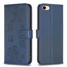 For iPhone 7 / 8 / SE 2022 Four-leaf Embossed Leather Phone Case(Blue) - 1