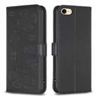 For iPhone 7 / 8 / SE 2022 Four-leaf Embossed Leather Phone Case(Black) - 1