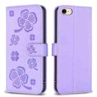 For iPhone 7 / 8 / SE 2022 Four-leaf Embossed Leather Phone Case(Purple) - 1