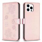 For iPhone 13 Pro Max Four-leaf Embossed Leather Phone Case(Pink) - 1