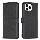 For iPhone 13 Pro Four-leaf Embossed Leather Phone Case(Black) - 1