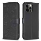 For iPhone 12 / 12 Pro Four-leaf Embossed Leather Phone Case(Black) - 1