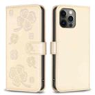 For iPhone 12 / 12 Pro Four-leaf Embossed Leather Phone Case(Gold) - 1