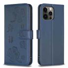 For iPhone 12 Pro Max Four-leaf Embossed Leather Phone Case(Blue) - 1