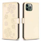 For iPhone 11 Pro Max Four-leaf Embossed Leather Phone Case(Gold) - 1