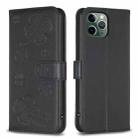 For iPhone 11 Pro Four-leaf Embossed Leather Phone Case(Black) - 1