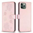 For iPhone 11 Pro Four-leaf Embossed Leather Phone Case(Pink) - 1