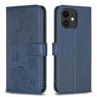 For iPhone 11 Four-leaf Embossed Leather Phone Case(Blue) - 1