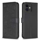 For iPhone 11 Four-leaf Embossed Leather Phone Case(Black) - 1