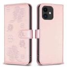 For iPhone 11 Four-leaf Embossed Leather Phone Case(Pink) - 1