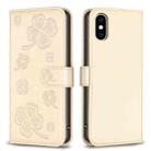 For iPhone X / XS Four-leaf Embossed Leather Phone Case(Gold) - 1