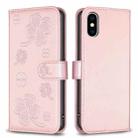 For iPhone X / XS Four-leaf Embossed Leather Phone Case(Pink) - 1