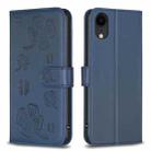 For iPhone XR Four-leaf Embossed Leather Phone Case(Blue) - 1