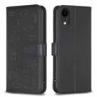 For iPhone XR Four-leaf Embossed Leather Phone Case(Black) - 1