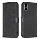 For iPhone XS Max Four-leaf Embossed Leather Phone Case(Black) - 1