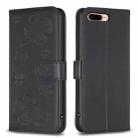 For iPhone 7 Plus / 8 Plus Four-leaf Embossed Leather Phone Case(Black) - 1