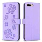 For iPhone 7 Plus / 8 Plus Four-leaf Embossed Leather Phone Case(Purple) - 1