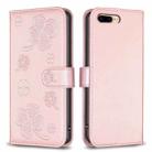 For iPhone 7 Plus / 8 Plus Four-leaf Embossed Leather Phone Case(Pink) - 1