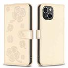 For iPhone 14 Plus Four-leaf Embossed Leather Phone Case(Gold) - 1