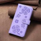 For iPhone 16 Pro Max Four-leaf Embossed Leather Phone Case(Purple) - 2