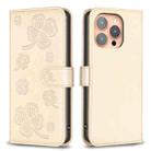 For iPhone 16 Pro Max Four-leaf Embossed Leather Phone Case(Gold) - 1