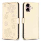 For iPhone 16 Four-leaf Embossed Leather Phone Case(Gold) - 1