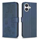 For iPhone 17 Four-leaf Embossed Leather Phone Case(Blue) - 1